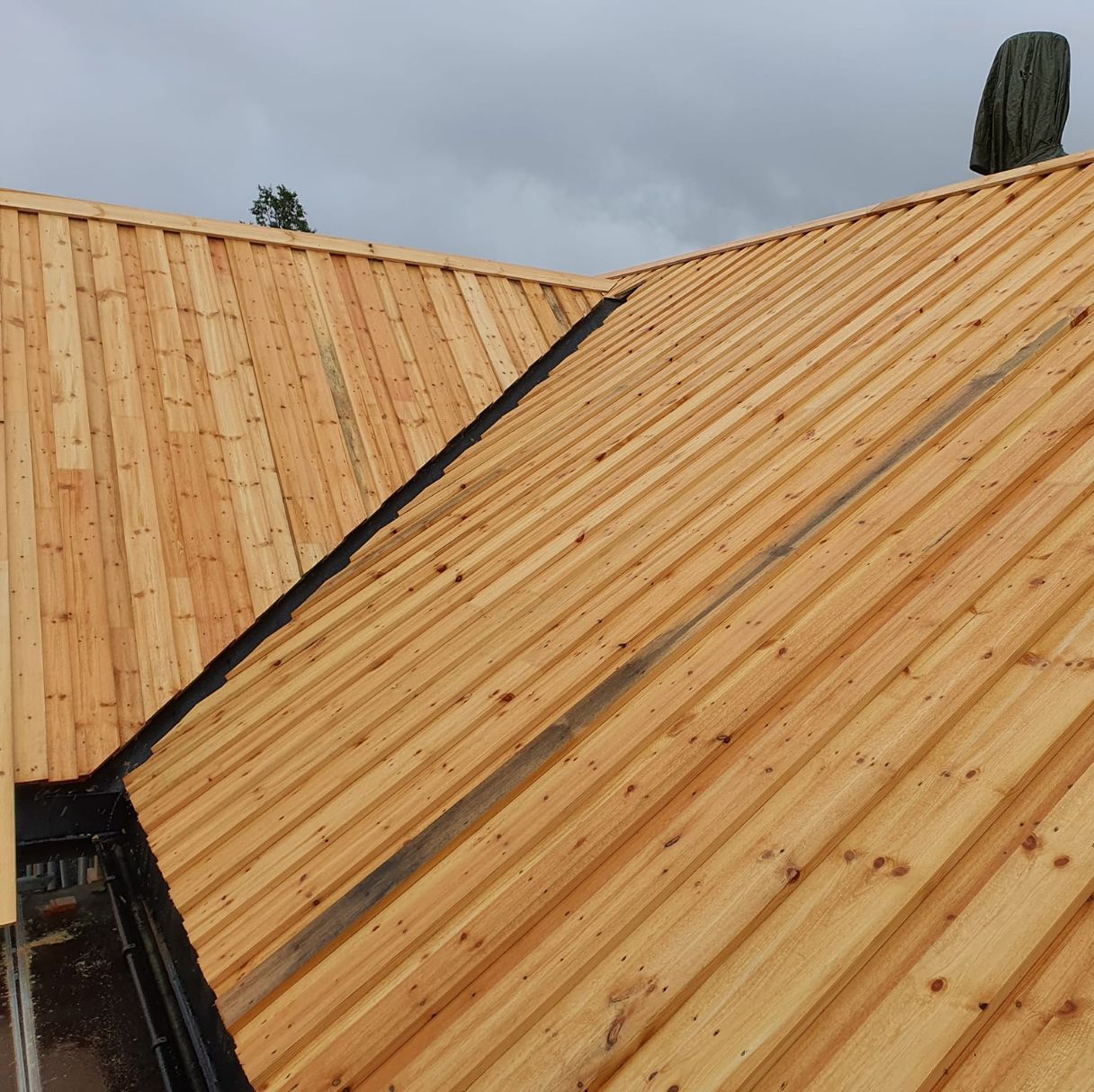 Nærbilde av ubehandlet tretak